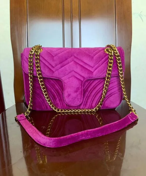 Women velve handbags marmont Shoulder Bags Classic Gold Chain 26cm Velvet Messenger Bag crossbody Bag Handbag Tote Bags 6colors UIC99874