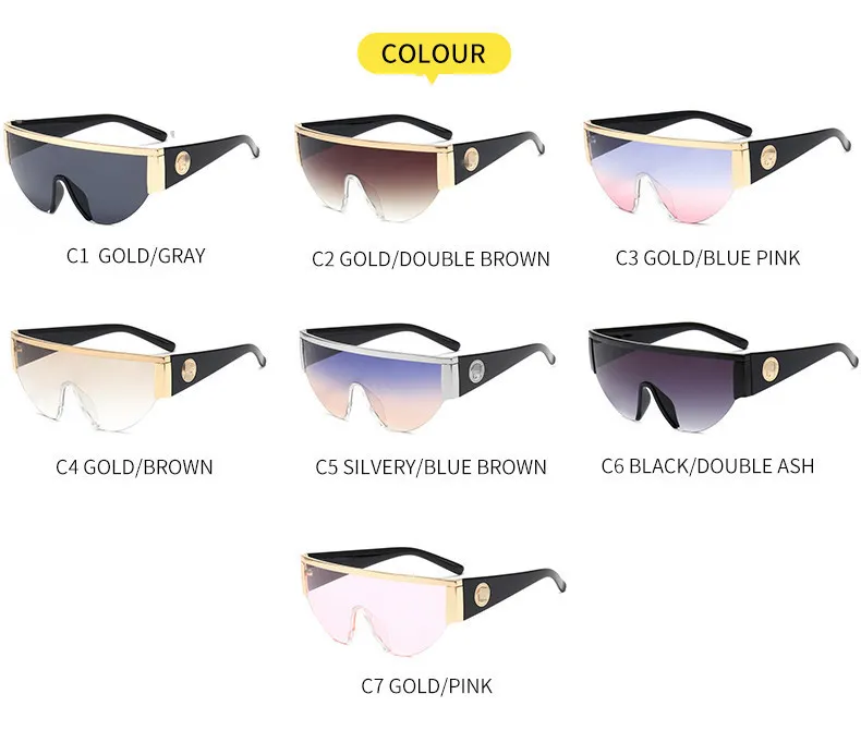 Nouveau One Piece Lunettes De Soleil Femmes Hommes Carré Lunettes De Soleil De Mode Dames hommes Vintage Lunettes Femme Lunettes Gafas Oculos Shades 7 Couleurs 5 PCS