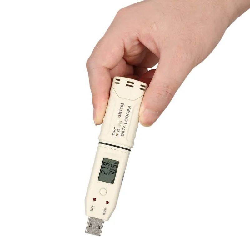 Freeshipping GM1365 Nem Sıcaklık Veri Kayıt Cihazı Metre LCD Dijital Otomatik USB Flash Disk Kalem Tipi Kaydedici Termometre