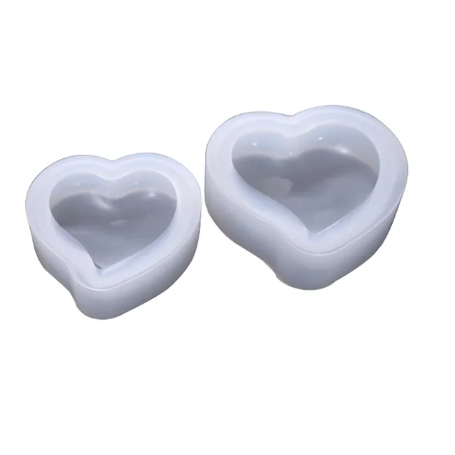 Stampo a forma di cuore in silicone 3D, ciondolo in resina, creazione di gioielli, stampo per fusione di polimeri di argilla, fai da te, 3 dimensioni, colore trasparente