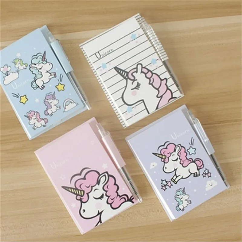 Notas Unicorn Portable Memo Pad com Pen Student Student Stationery School Office Supply NotePads