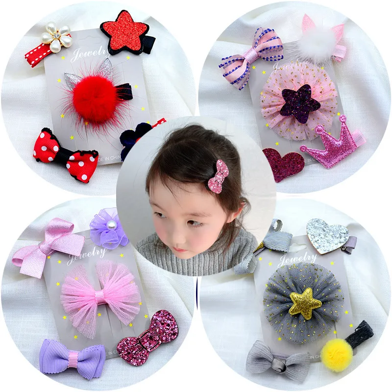 Grampos de cabelo do bebê ajustados Bow bonito dos desenhos animados da flor da estrela do design do coração Grampos Crianças Hairclips Princesa Barrette menina Crianças Acessórios de cabelo M1818