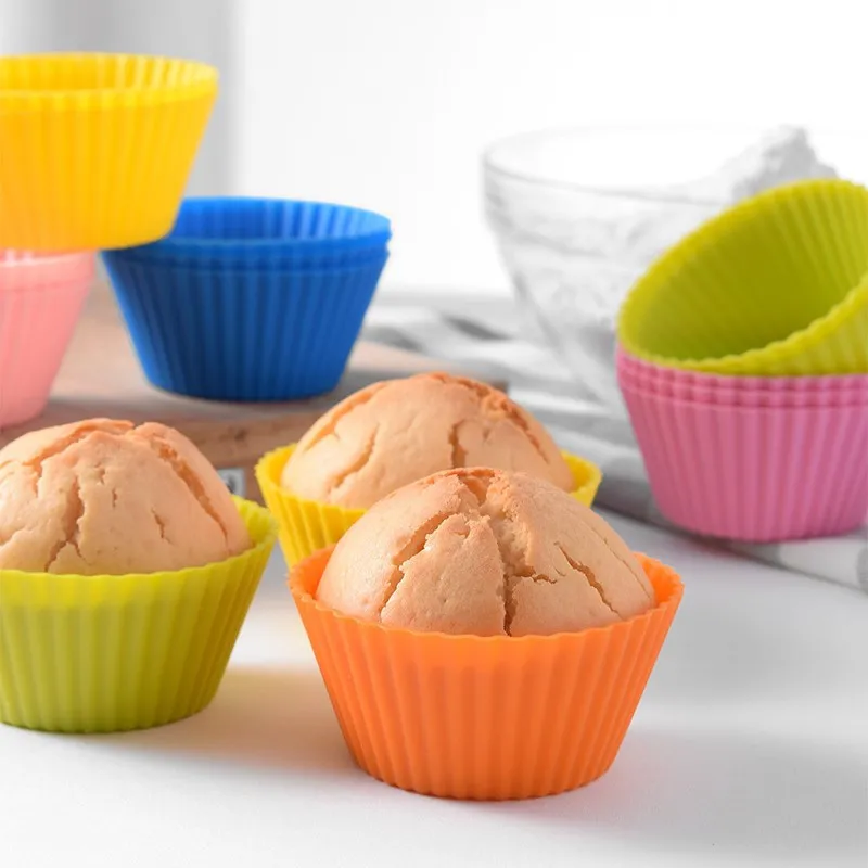 Copo para Bolo de Silicone Forma Redonda Muffin Cupcake Formas de Assar Casa Cozinha Suprimentos de Cozinha Ferramentas de Decoração de Bolo yq01971