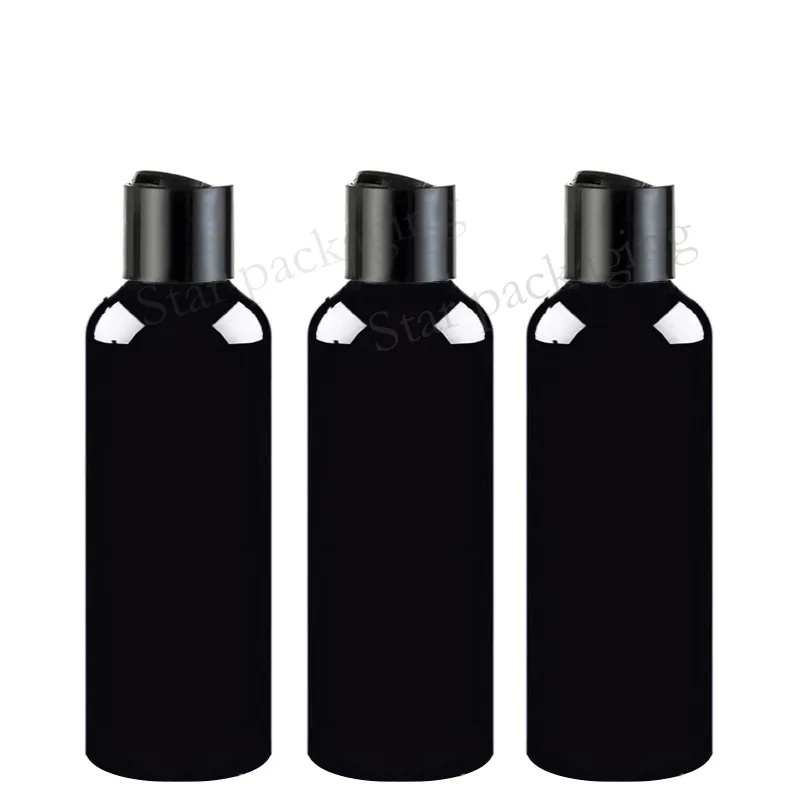 30 x 250 ml schwarze runde Flüssigkeitsflaschen, leerer Kosmetik-Shampoo-Behälter mit Scheibendeckel, 250 cc DIY-Öl-Flüssigseife-Plastikflasche