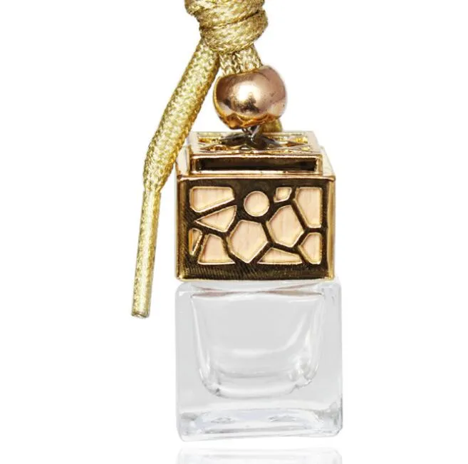 Perfume Bottle Cubo Cubo Pendurado Perfume Ornamento Air Refrogerador Óleos Essenciais Difusor Fragrância Vidro Garrafa de Vidro 5ml GGA1480