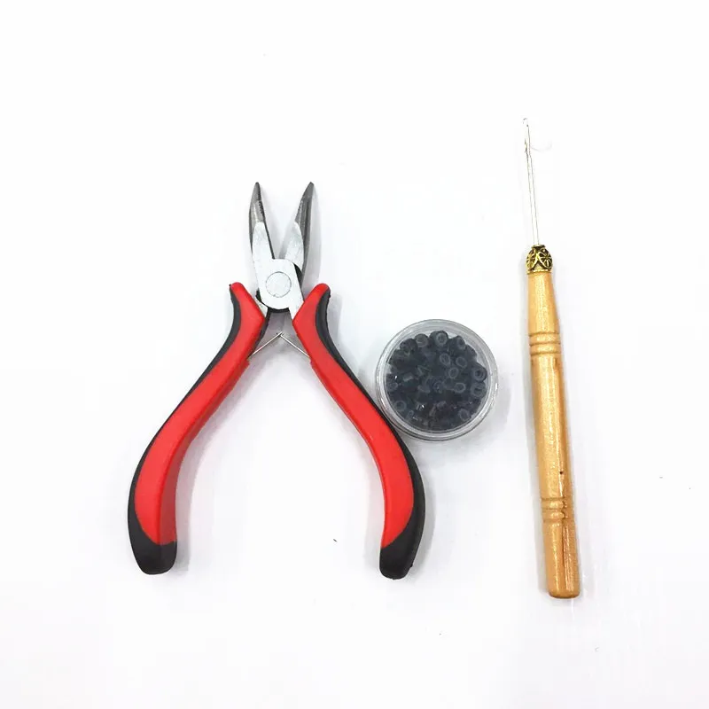 Pinces d'extension de cheveux, aiguilles à Crochet, ensemble d'outils pour anneaux de Crochet en bois