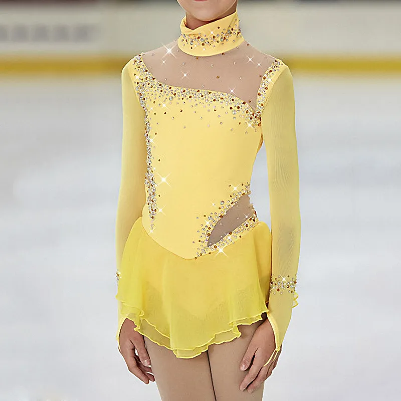  Vestido de patinaje artístico al aire libre para niña, disfraz  de competición de patinaje sobre hielo, leotardos de gimnasia de baile para  mujer, A : Ropa, Zapatos y Joyería