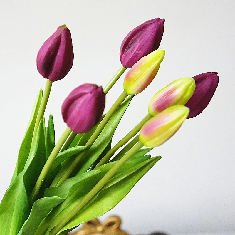 7шт моделирование гибкий пу букет тюльпанов настоящее прикосновение цветок букет украшения дома дисплей поддельные искусственный цветок
