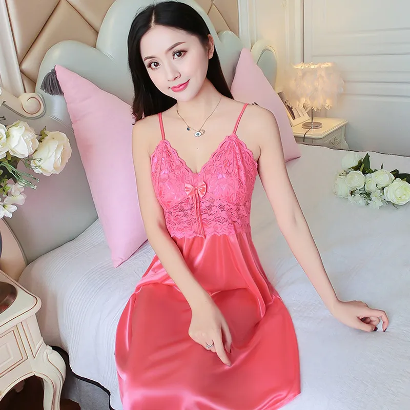 Loose Nightgown Ice Silk Nightdress Satin Sleepwear Women