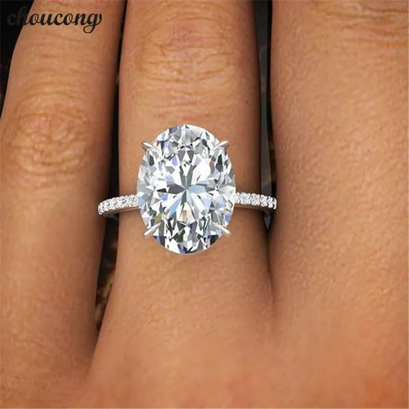 Choucong 2018 Promise Finger Ring 925 Silver Sterling Cut Oval 3ct Diamond Engagement Band Rings For Women Wedding Jewelry