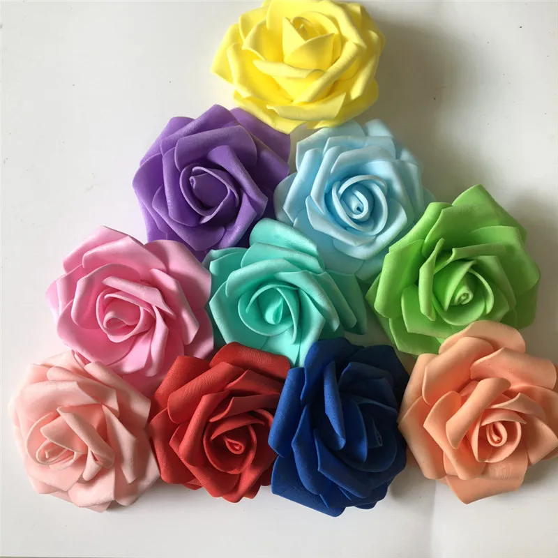 8cm Konstgjorda Rose Blommor Heads 100pcs / Lot Pe Skum Hem Bröllopsinredning Blomma Scrapbooking DIY Tillbehör