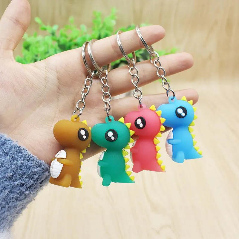Cute Dinosaur Plush Keychain Soft Cartoon Animal Keyring, Colorful