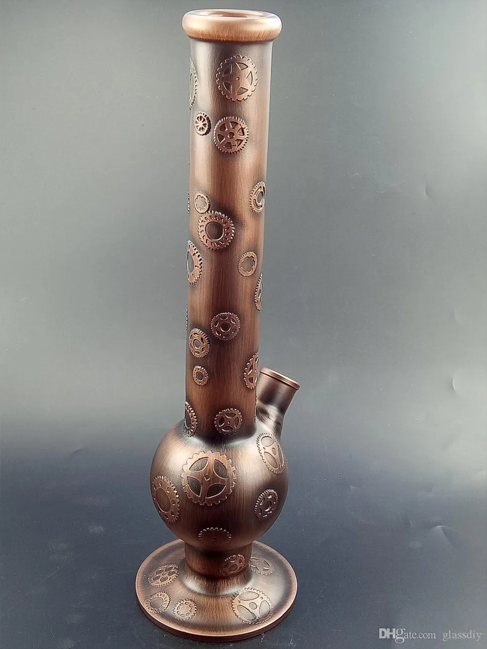 Logotipo da roda Copo de bronze Bong de vidro Queimador de óleo Cachimbos de água Cachimbo de água grátis Masculino Tigela Dab Rig