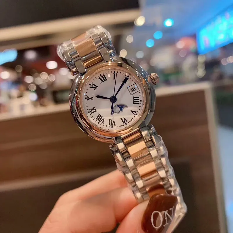 Orologi da polso da donna di design di marca di lusso con diamanti, orologi da donna al quarzo con fasi lunari, per signore, ragazze, regalo di San Valentino, orologio di lusso resistente all'acqua