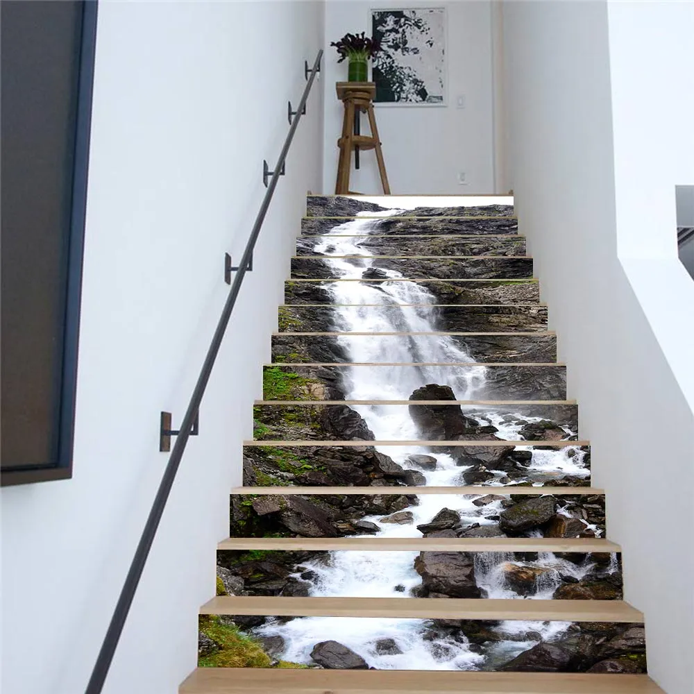 Papier peint mural 3D Montagne Ruisseau montgolfière