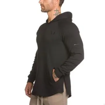 Mode män Bodybuilding Hoodies Gym Varumärke Kläder Män Hoody Side Zipper Casual Sweatshirt Mens Fit Hooded Jackor M-3XL