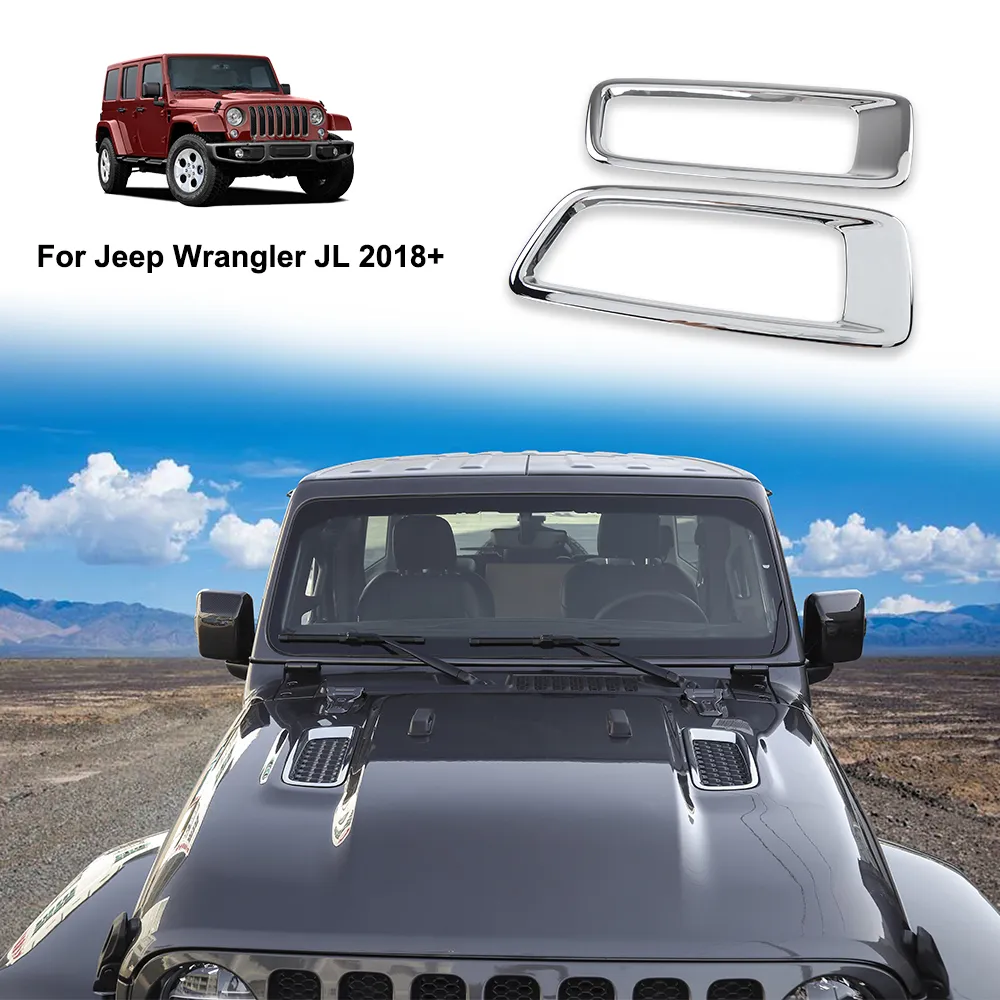 Krom Araç Motoru Hood Hava AC Çıkışı Vent Dekorasyon Kapak Sticker için Jeep Wrangler JL 2018+ Otomobil Dış Aksesuar