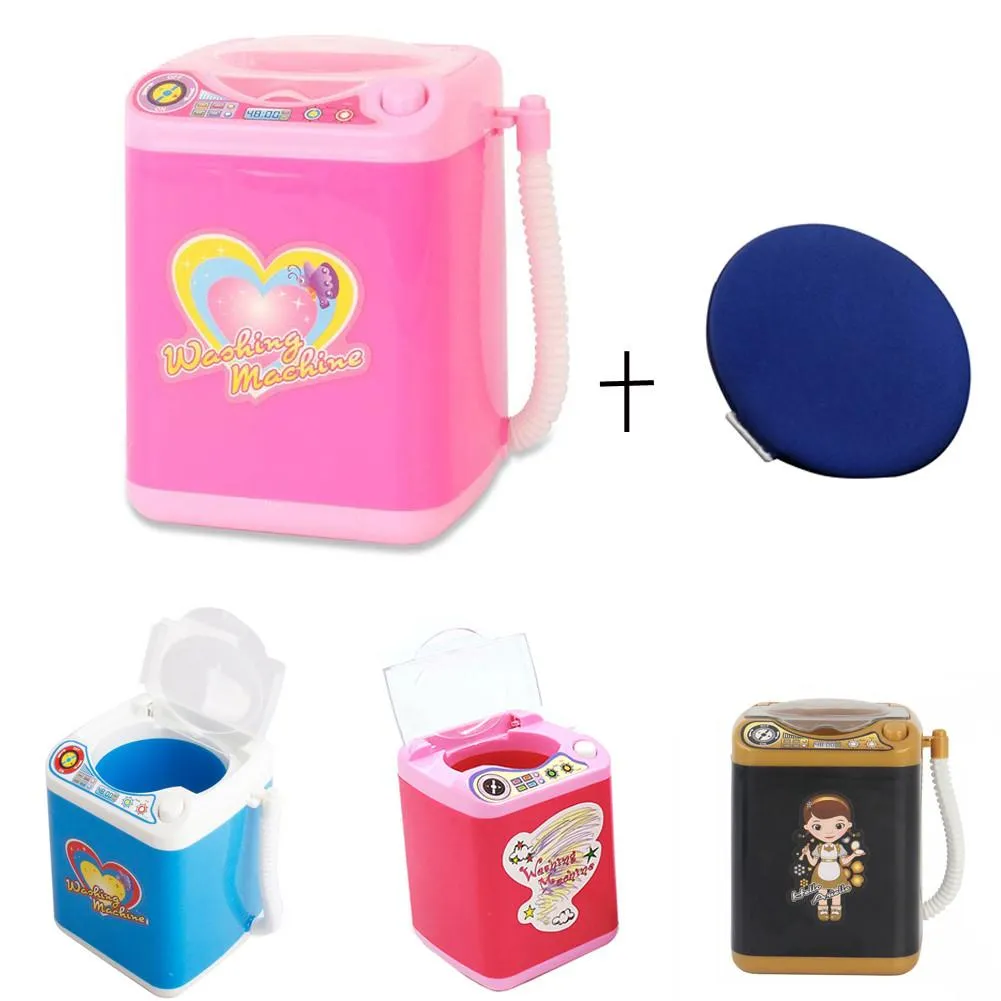 Mini Simulation Children Play Pretend Electric Cute Cosmetic Powder Puff Washing Machine Makeup Brushes Cleaner Washer Tool 3pcs/lot