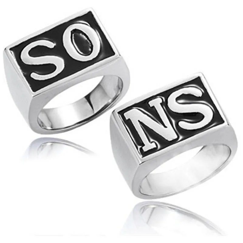 2st The Sons Of Anarchy Rings Men Rock Punk Cosplay kostym Silver Storlek 8-13 Harley Motorcykel ringfinger