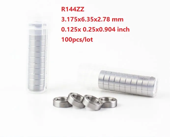 100 قطعة / الوحدة شحن مجاني R144ZZ R144 zz اضعا الكرة 1/8 "س 1/4" × 7/64 "بوصة الأخدود العميق اضعا الكرة 3.175x6.35x2.78 مم 144ZZ