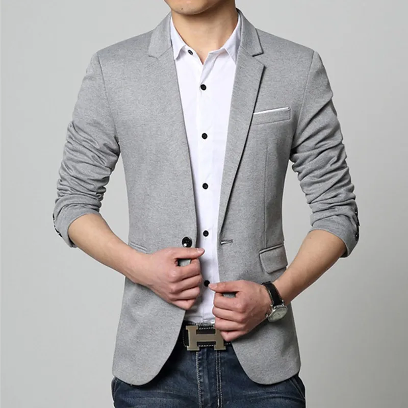 2019 nuevos trajes casuales de lujo para hombres, Blazer de vestir, chaqueta ajustada para hombre, chaqueta masculina, chaqueta de boda para hombres, gris Regular