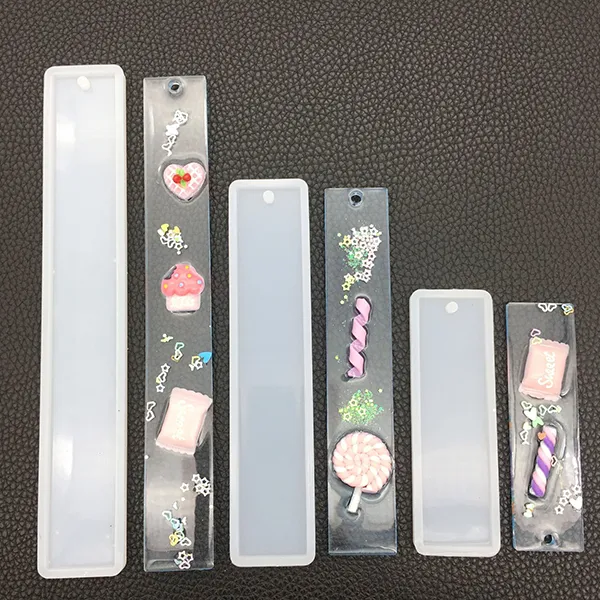 Molde de marcador de silicone retangular faça você mesmo marcadores de livro feitos à mão molde de resina epóxi ferramentas de molde de joias suprimentos de artesanato 3 tamanhos