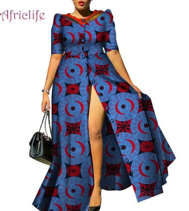 2019 African Dresses for Women Causal Print Long Dresses Bazin Riche Dashiki Women African Traditional Clothing WY4209