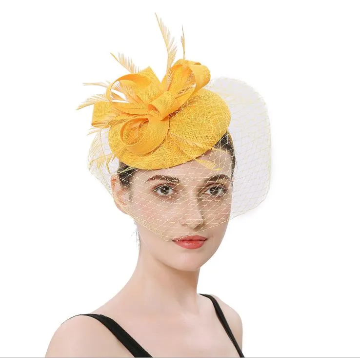 Regalo cappello gioielli fatti a mano piuma capelli ornamento matrimonio sposa velo capelli cerchio copricapo