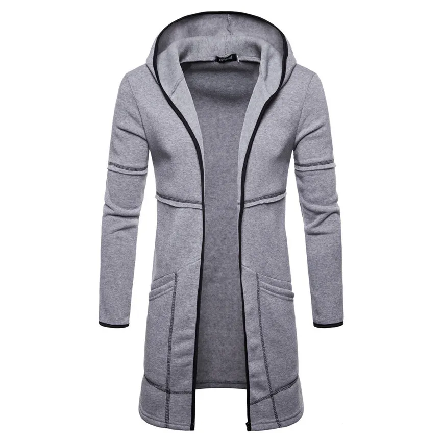 Giacca da uomo con cappuccio Sportswear Moda uomo con cappuccio solido trench giacca cardigan manica lunga capispalla camicetta giacca Manteau S191019