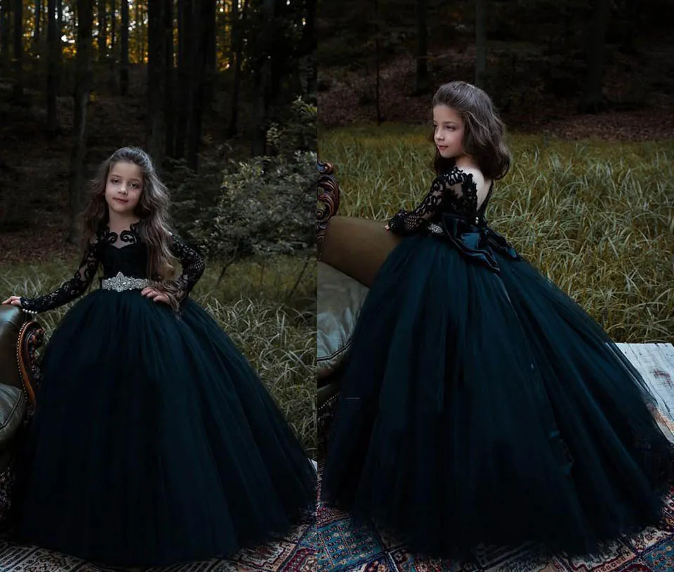 Girls black pageant dress online