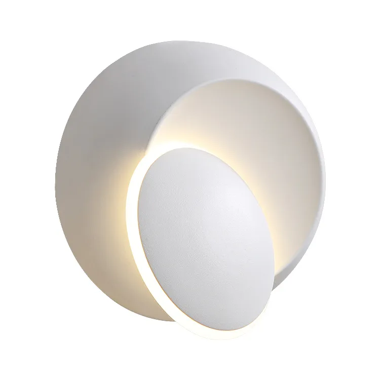 Lámparas de pared Negro Blanco 90-260V Luz Interior Lámpara Led Dormitorio 360 ángulo Giratorio Metal Plateado 5W Sconce Bombilla creativa