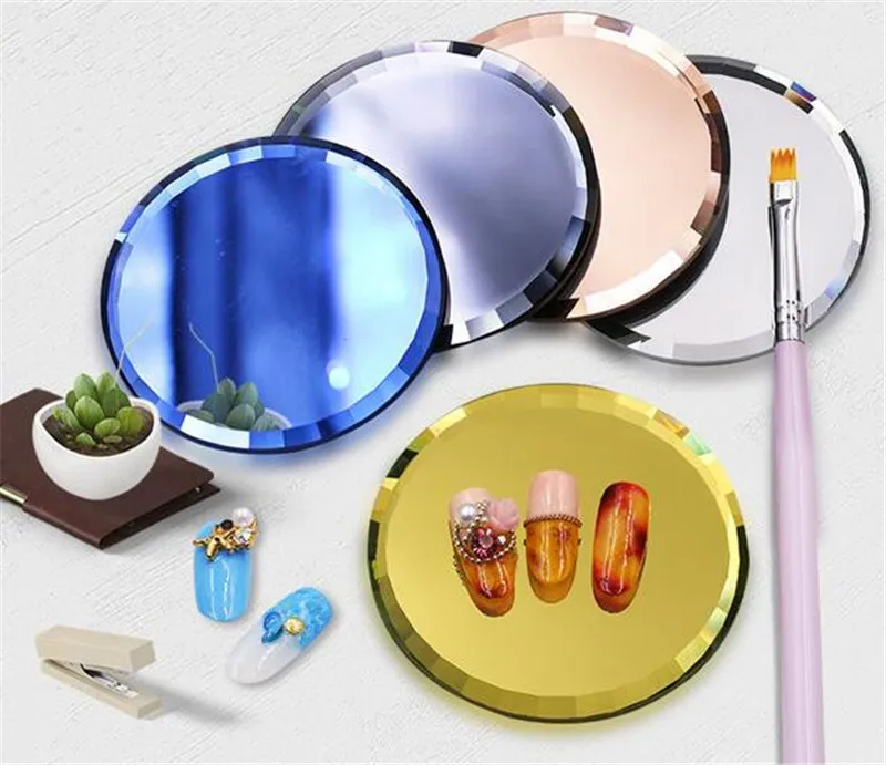 New Salon Dual-ended Nail Polish Cream Mixing Spatula Spoon Stick Mirror Glass False Nail Tips Display Board Color Palette