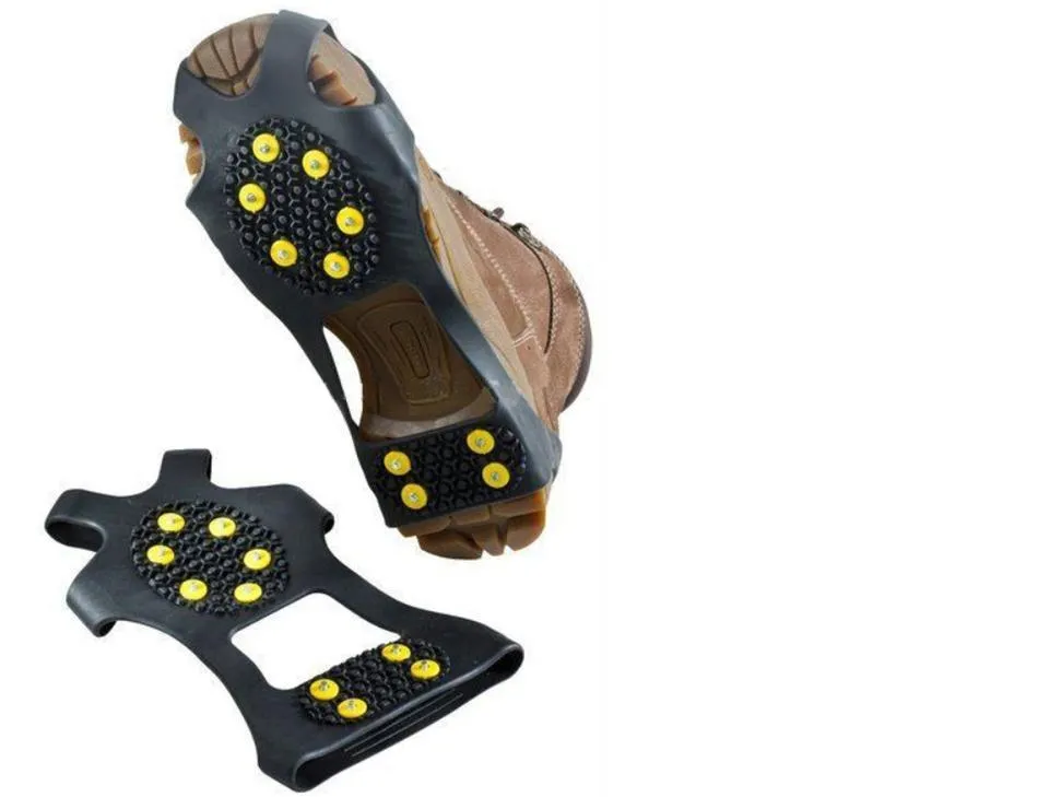 Anti-slip Snow Ice Shoe Gripper Spike Cleat Crampon(Size: S/M/L/XL) With Skin Packing 10 Steel Studs