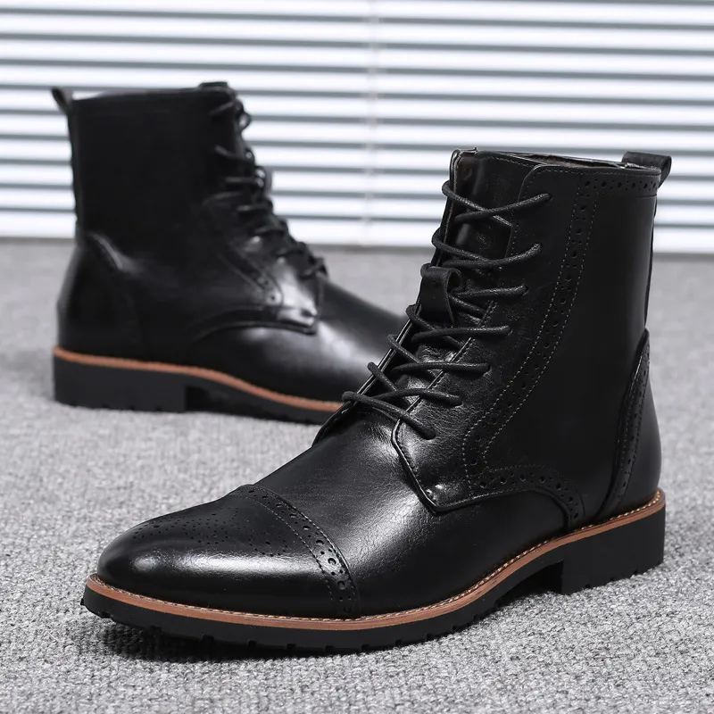 Brogues Botki Botki Męskie Skórzane Buty Męskie Buty + Mężczyzna Chukka Buty Męskie Buty Zapatos De Hombre Erkek Bot Bute Meskie Sepatu Pria Chaussures