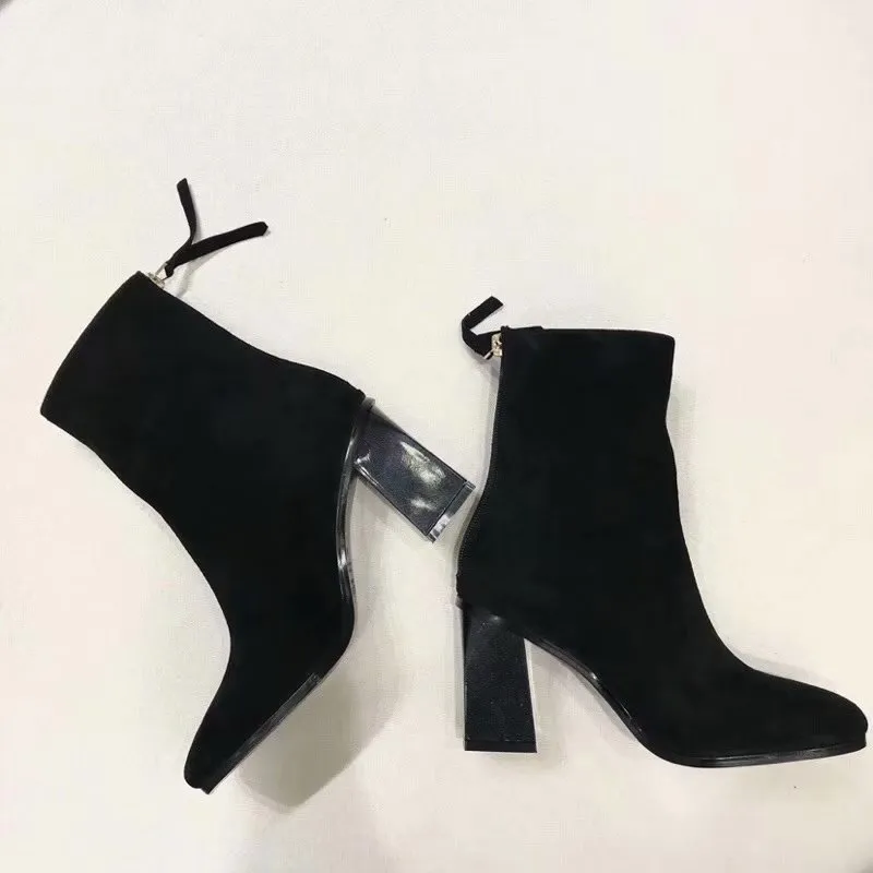 Problema Arte electo Botines occidentales mujer 2019 botines para mujer negro tacón alto botas  cortas calcetines femme otoño invierno