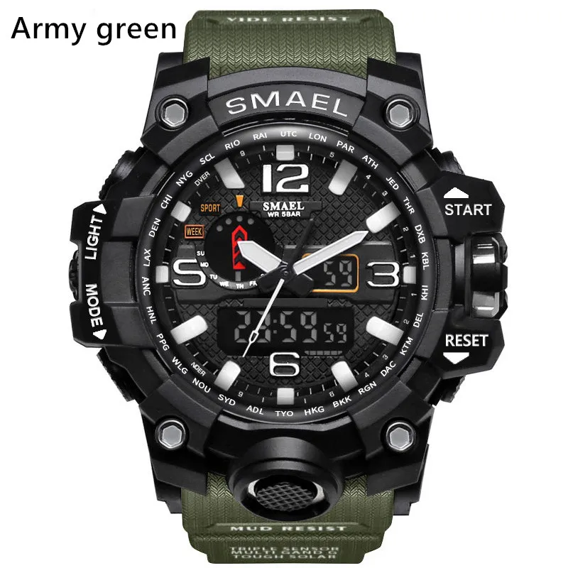 SMAEL Mens Digital Sports Watch LED Chronograph Military Style