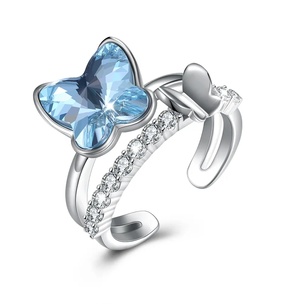 Schmetterlingsbandring Kristall Aus Swarovski Elementen 925 Sterling Silber Einstellbarer Ring Einzigartiges Schmuckgeschenk Fur Frauen Potala393 Von 11 38 DHgate