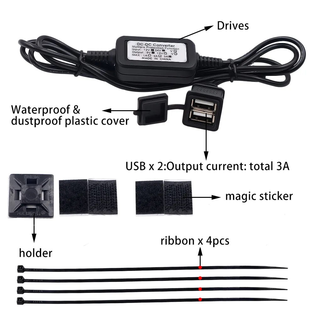 5V 3A Telefone impermeável celular Motorcycle carregamento carregador duplo USB