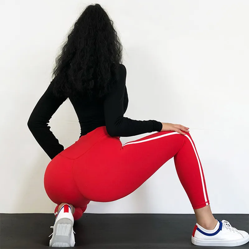 High Waisted Red Moto Fitness Yoga Pants For Women Big Booty Gym Leggings Sports Running Workout Compression Sport Tights1