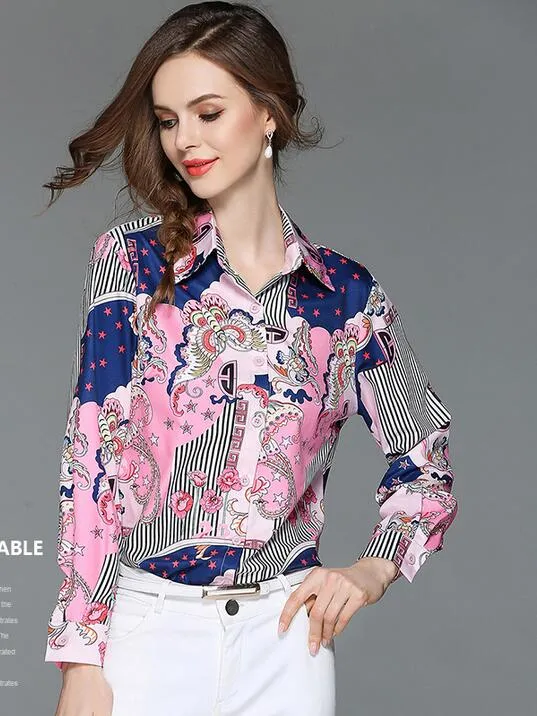Camicette Blu Rosa A Maniche Lunghe Stampate Con Stelle A Farfalla Camicie Da Donna Primaverili Bellissime Camicie A Contrasto Di Colore Da 14 92 DHgate