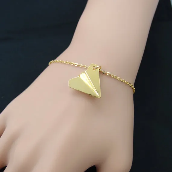 Coquine Jewelry - Origami Airplane Golden Bracelet