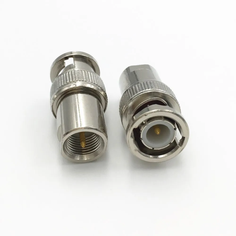 Freeshipping 50Pcs Brass FME Male Jack to BNC Male Plug Jack M/M Radio RF Coax Coaxial Adapter Connector Straight Nickel Plated