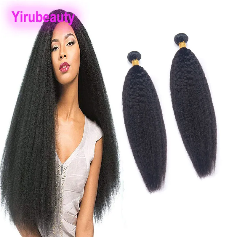 Malezya Bakire Saç 2 Paket Künky Düz İnsan Saç Uzantıları Çift Saç Atkıları 2 PCS Bir Lot Afro Yaki Kaba