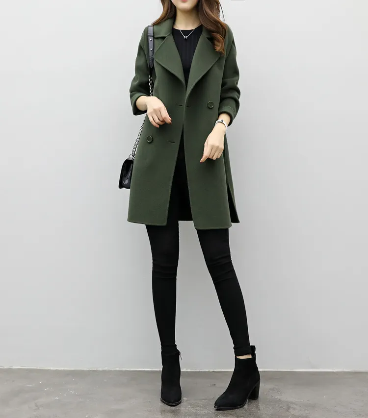 Elegant Slim Wool Blend Womens Long Sleeve Coats And Jackets With Turn Down  Collar For Casual Autumn/Winter Wear From Blueberry11, $15.34