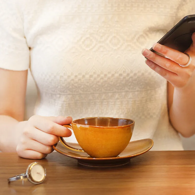 Pires de xícara de café de cerâmica estilo europeu para restaurante doméstico chá da tarde caneca de café preto conjunto de xícara de chá 243z