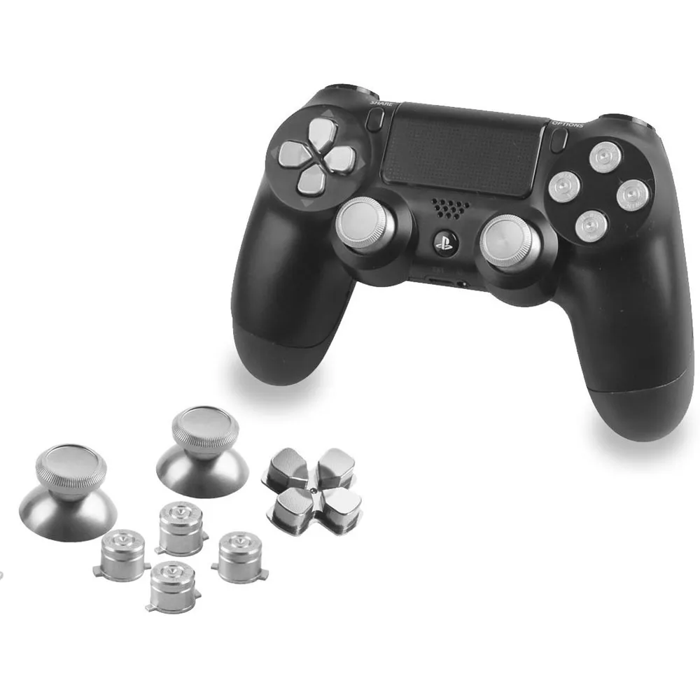Metall-Joystick-Kappenabdeckung, Thumbsticks mit ABXY-Bullet-Tasten und D-Pad für PS4-Controller-Mod-Kit, hohe Qualität, schneller Versand