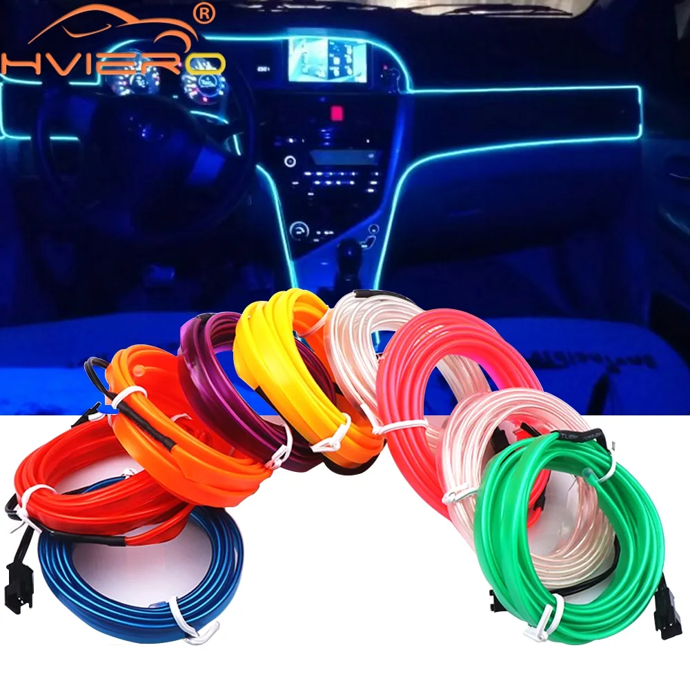 A iluminação interior do carro de 1M ilumina a luz de néon flexível da linha da corda do fio da tira do diodo emissor de luz do carro com movimentação USB 12V