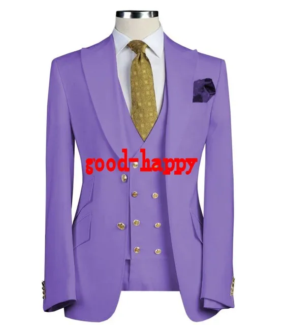 Mode Noir Hommes De Mariage Tuxedos Peak Revers Deux Boutons Tuxedos De Marié Excellent Hommes Veste Blazer 3 Pièces Costume Veste Pantalon Cravate Ve262M