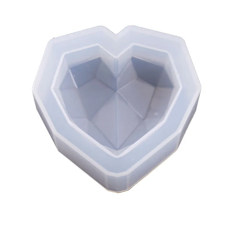 Diamond coração sabão molde de vela molde de silicone flexível moldes bolo cookies chocolate diy decoração 3 tamanho