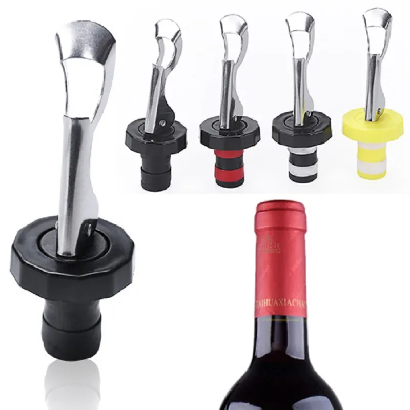 Red wine bottle stopper leakage proof downward pressure seal preservation creative silicone stopper stainless steel bottle opener
